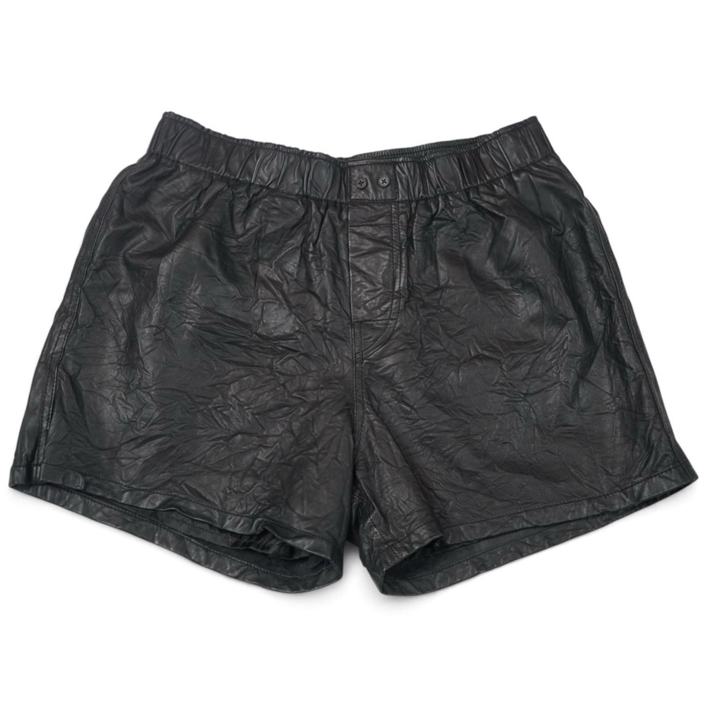 Zadig & Voltaire Pax Crinkled Black Lamb Leather Shorts FR 38 US 6